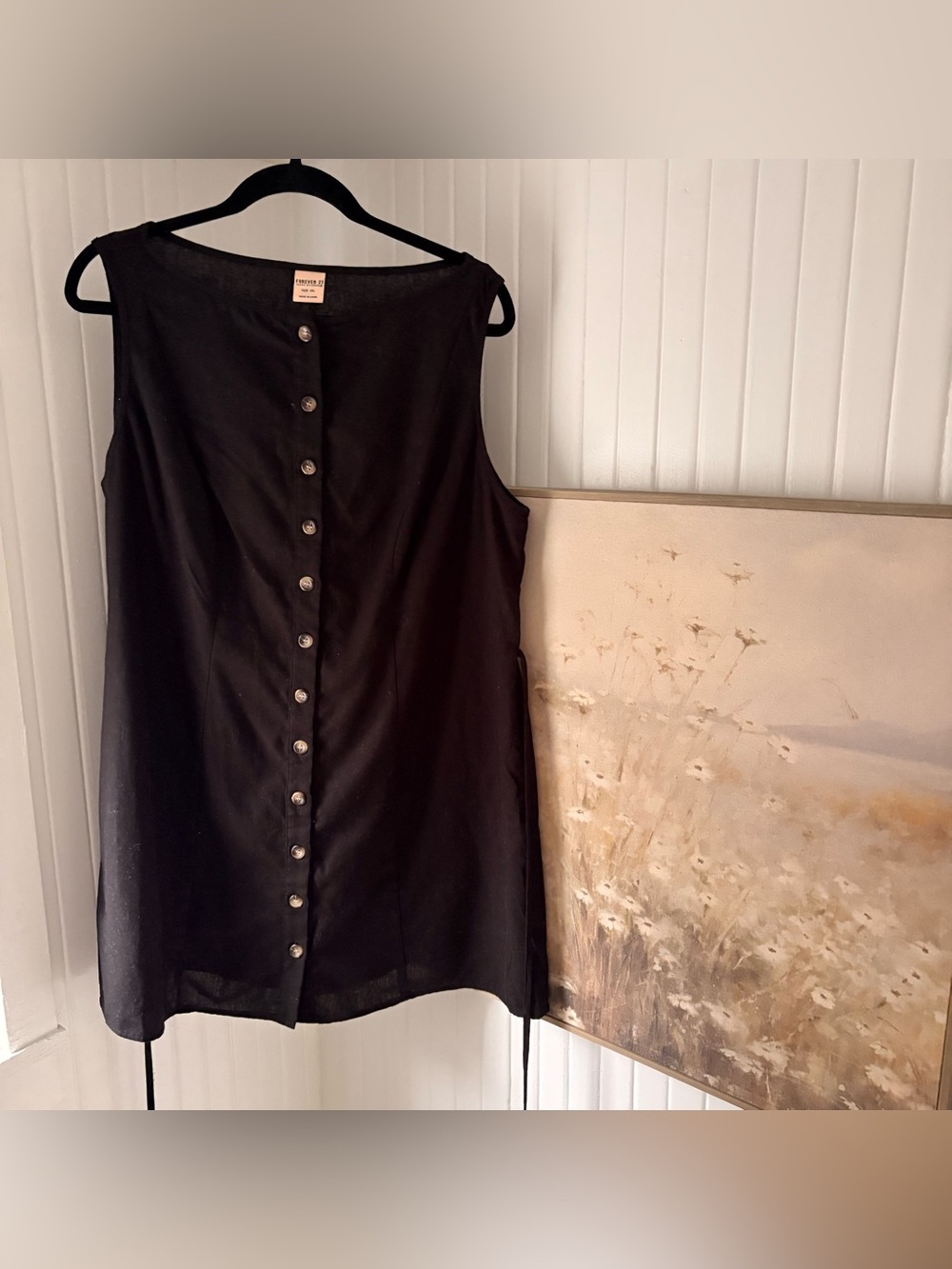 Forever 21 minimalist Black Sleeveless Button-Front Mini Dress size XL